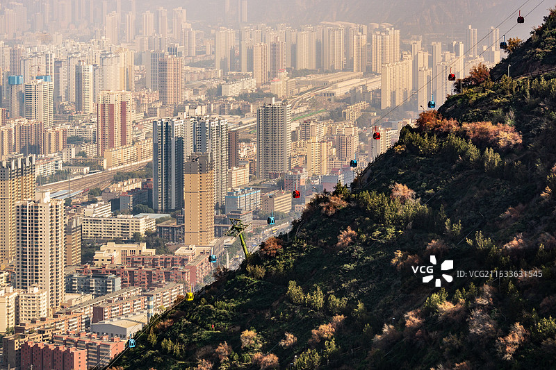 兰州兰山三台阁俯瞰兰州城图片素材