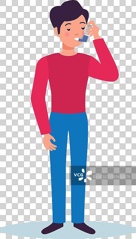 哮喘患者平面角色图片素材