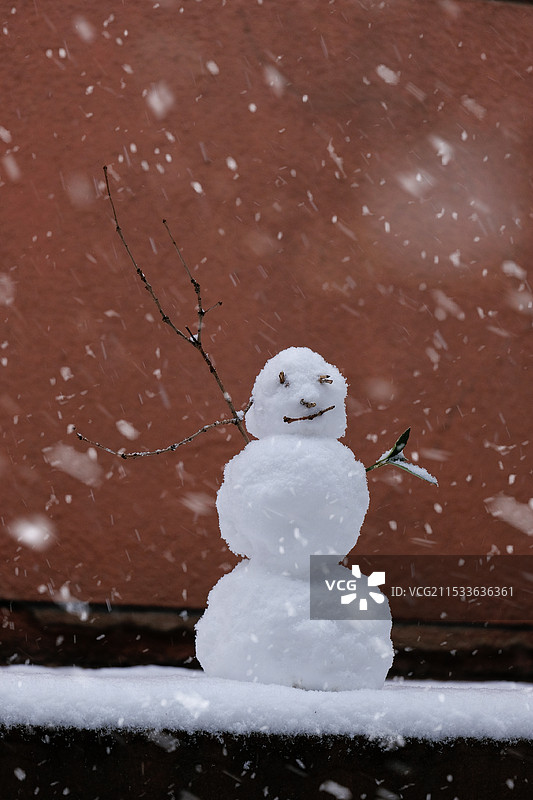 风雪中的小雪人儿～图片素材