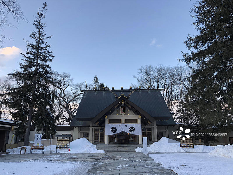 日本北海道带广市带广神社景色图片素材