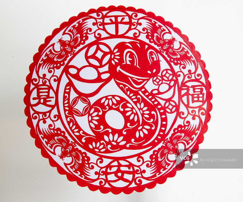 农历乙巳蛇年春节非遗剪纸图片素材