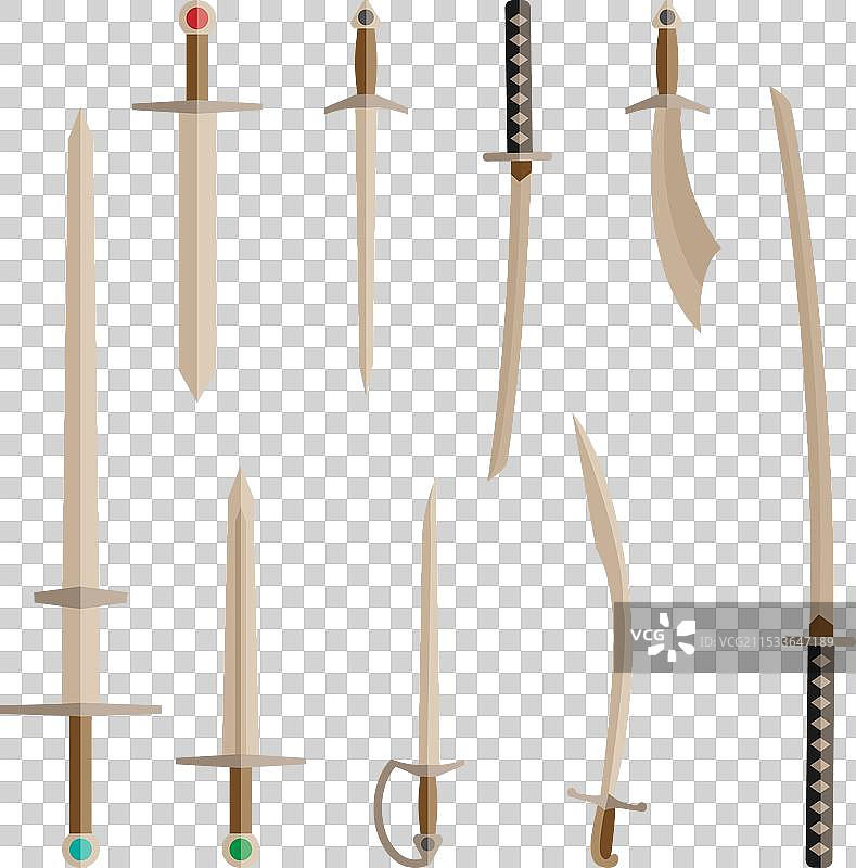 平面风格的剑套装图片素材