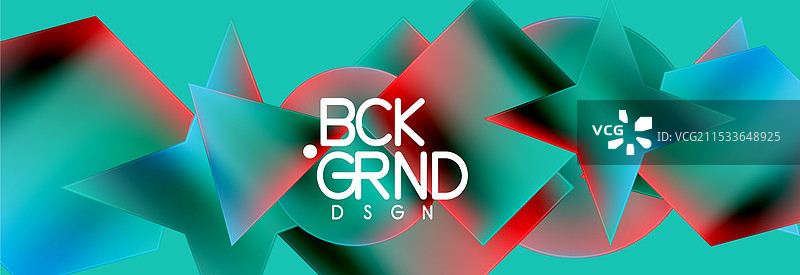 霓虹色几何形状：正方形、三角形、圆形图片素材