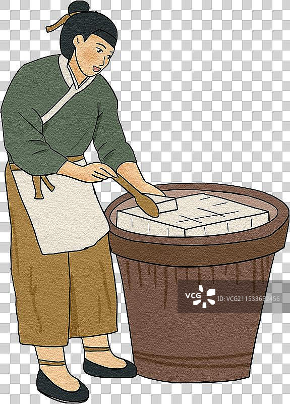 传统文化豆腐制作工艺流程点卤手绘插画图片素材