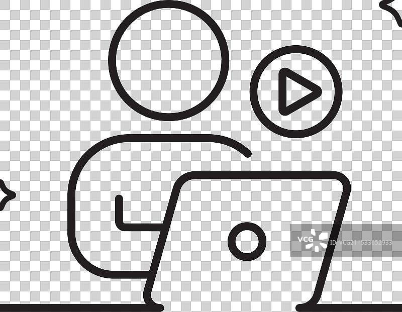 视频会议线条图标 在线培训标志图片素材