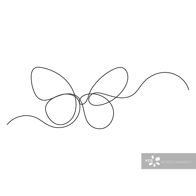 连续一笔画的蝴蝶线条图图片素材