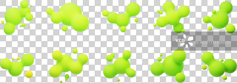 酸绿色的3D变形球体液态斑块图片素材