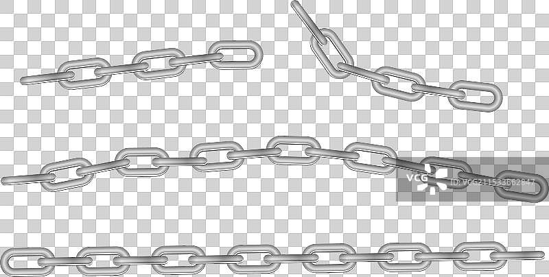 免费的金属链条，带有孔或断裂的钢铬图片素材