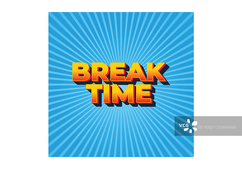 3D效果的“休息时间”文字，带有眼睛元素图片素材