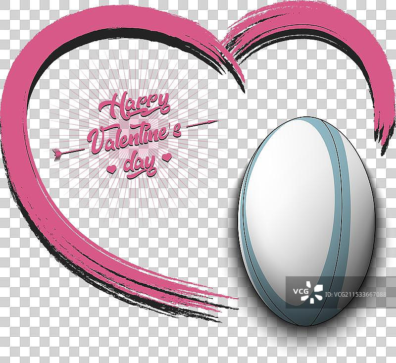 情人节快乐，橄榄球和心形图案图片素材