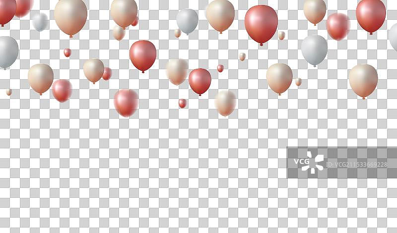 生日快乐的金色和橙色彩带与五彩纸屑图片素材