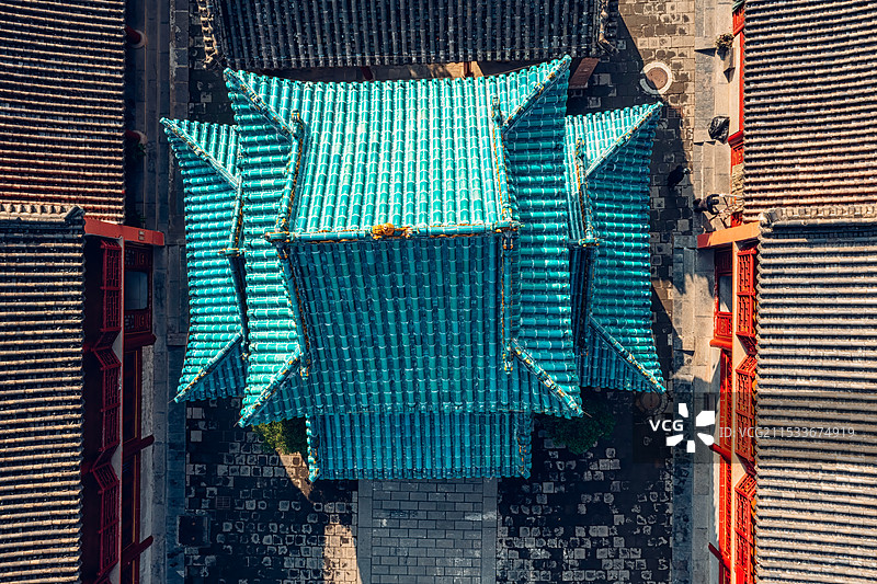 河南省郑州市管城回民区城隍庙航拍图片素材