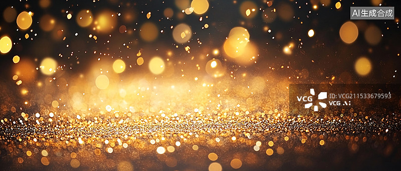 【AI数字艺术】金色散景背景与光斑，金色星光粒子背景图片素材