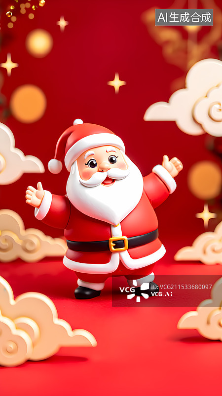 【AI数字艺术】圣诞老人三维插画图片素材