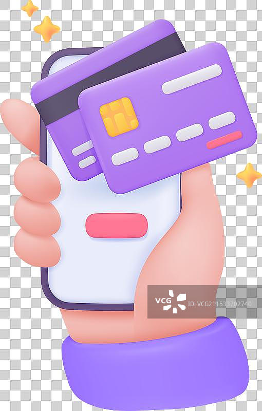 3D信用卡在手机上刷卡图片素材