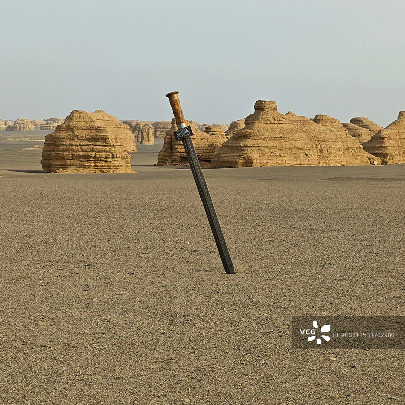 沙漠铁剑 风景区全景图日落地貌全景图片素材