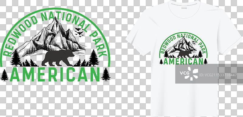 红木国家公园美国T恤图片素材