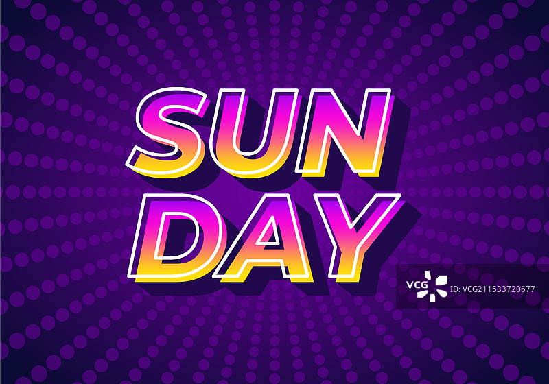 带渐变的3D效果星期天文字图片素材