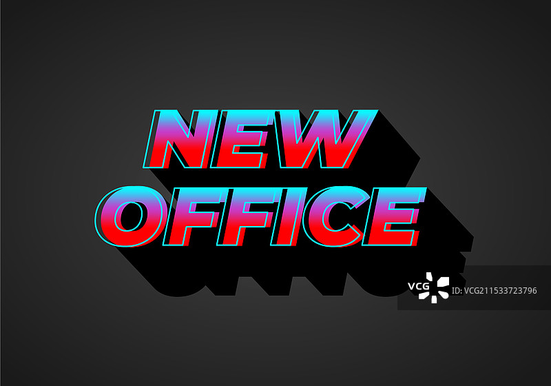 新办公室文本效果，3D外观渐变蓝色图片素材