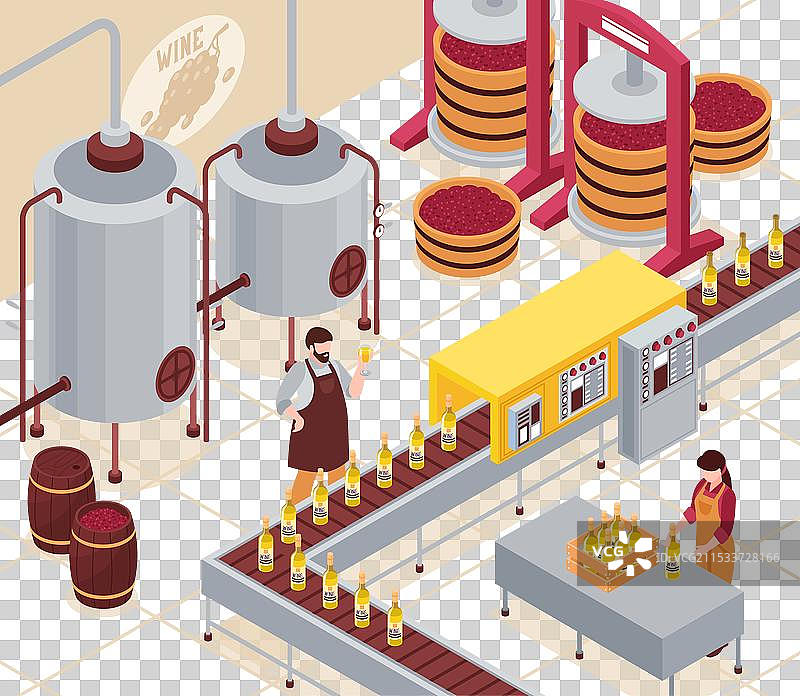 葡萄酒制造等距图图片素材