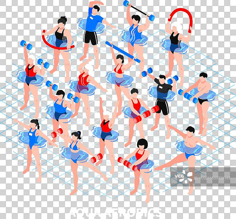 水中有氧运动等距构图图片素材