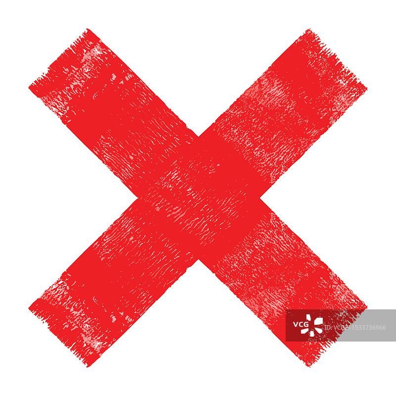 用刷子笔触绘制的粗体红色X符号图片素材