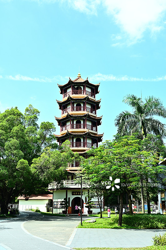 深圳龙园阳光下的古塔图片素材
