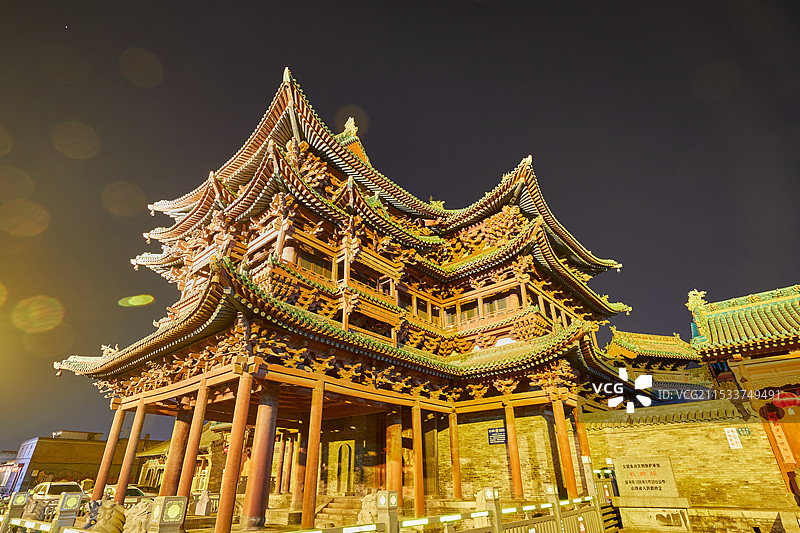 山西省晋中市介休市祆神楼夜景图片素材