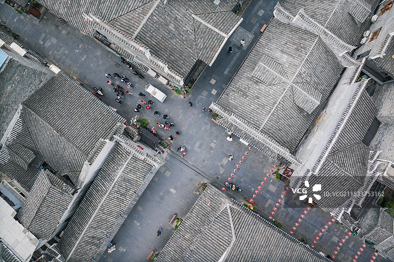 湖南湘西吉首市乾州古城航拍古建筑风光图片素材