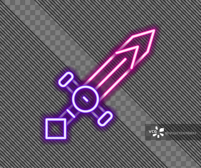 发光的霓虹线中世纪剑图标图片素材