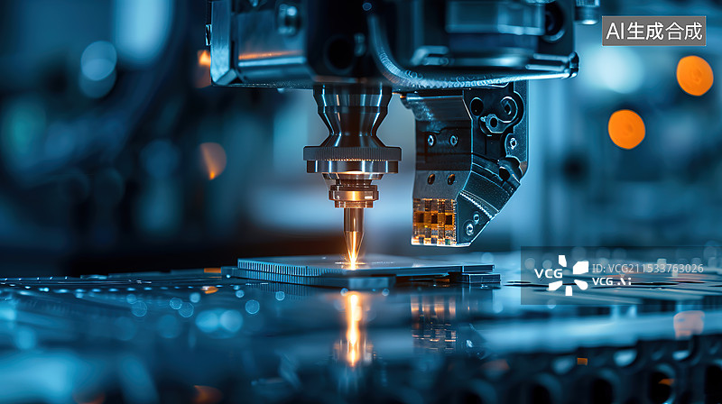 【AI数字艺术】精密仪器加工车床特写镜头图片素材
