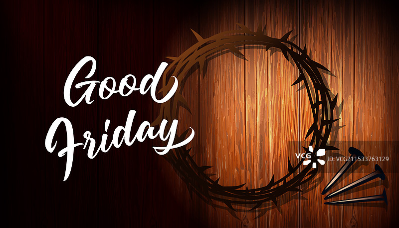 耶稣受难日的概念，带有荆棘冠和钉子图片素材