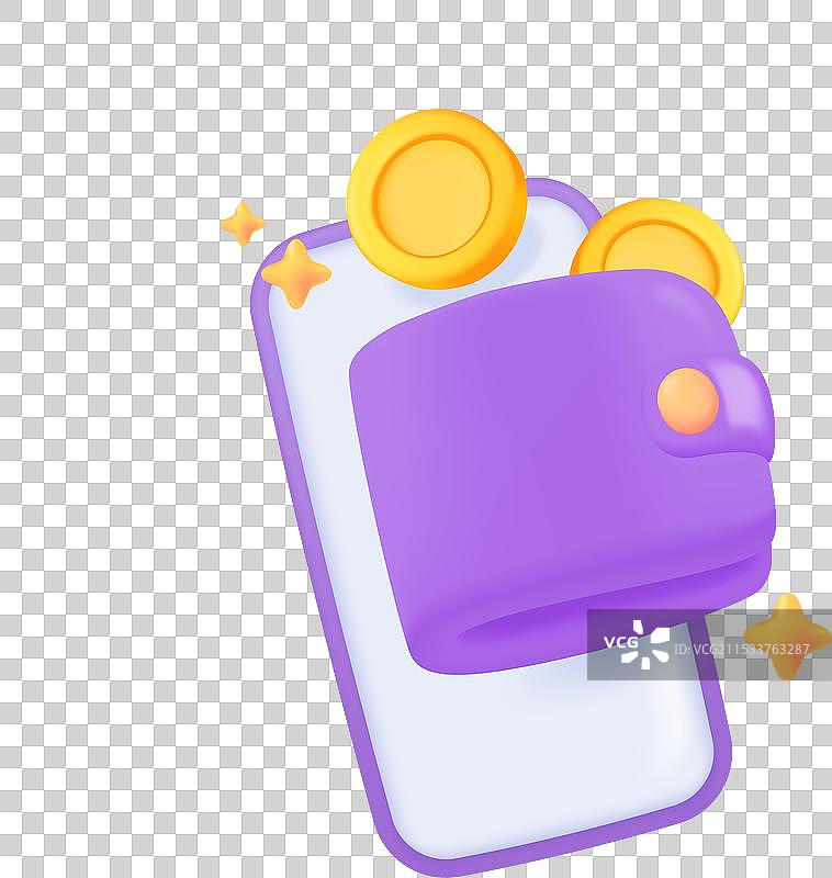 手机屏幕上的3D钱包应用概念图片素材