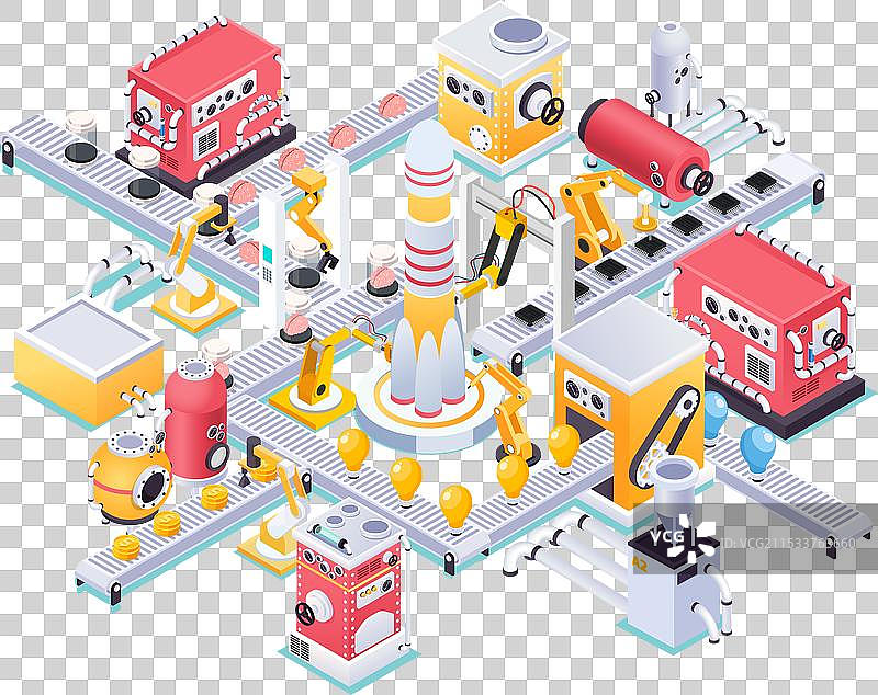 蒸汽朋克等距机器概念图片素材