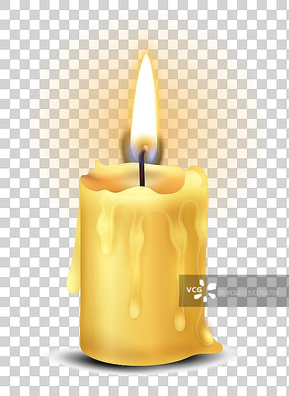 逼真的燃烧蜡烛火焰光芒图片素材