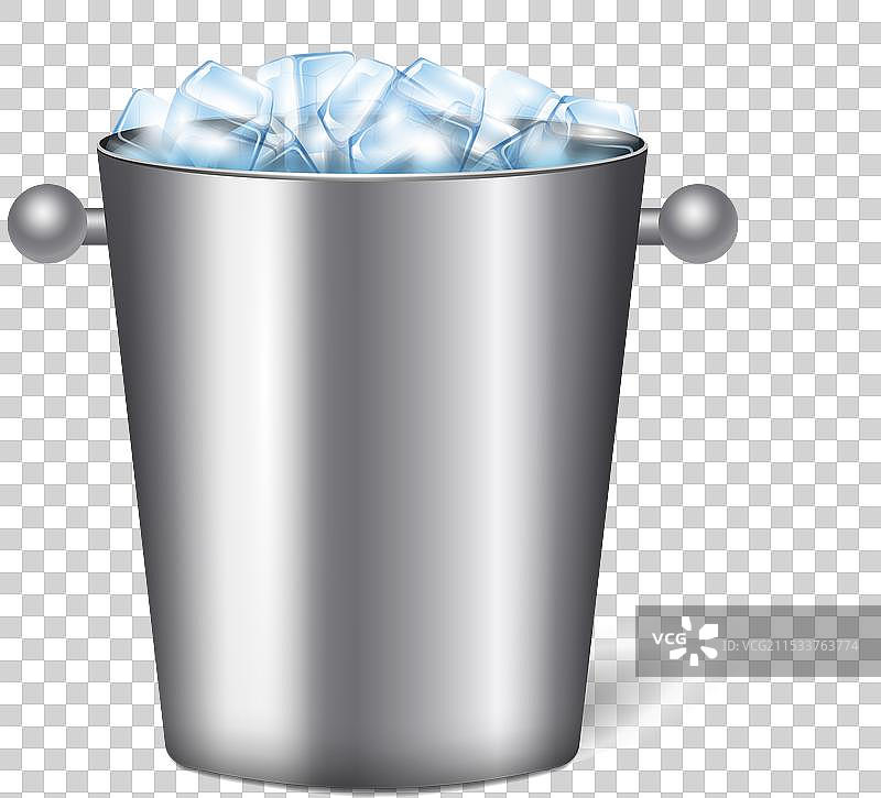 逼真的香槟桶冰块组合图片素材