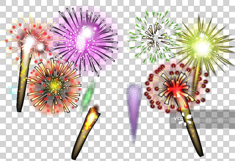 逼真的烟花图标集图片素材