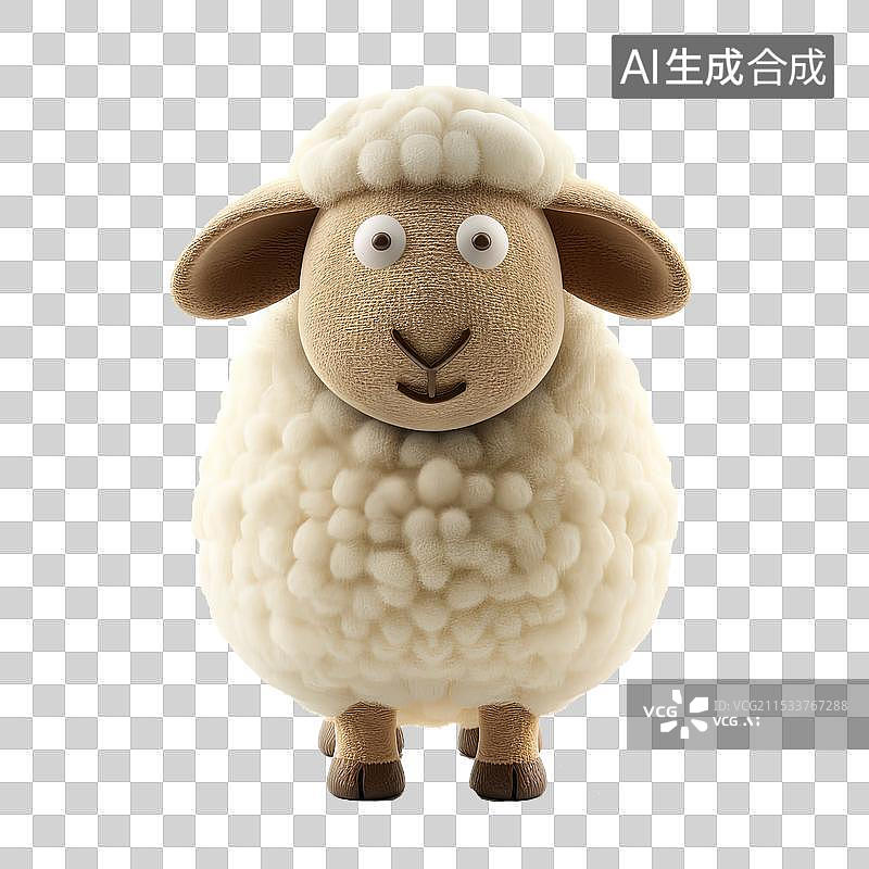【AI数字艺术】毛毡材质的卡通绵羊图片素材