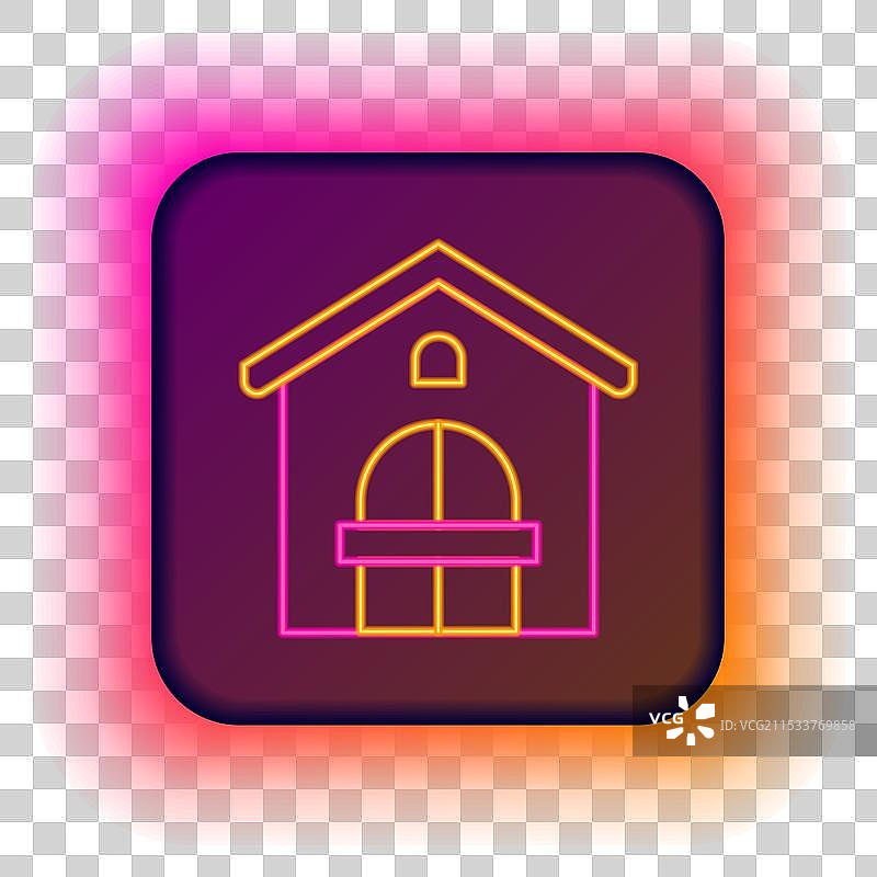 发光的霓虹线农舍图标孤立在图片素材