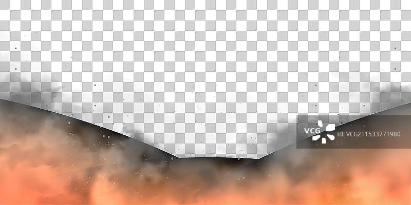 逼真的黑色烟雾云和火焰爆炸图片素材