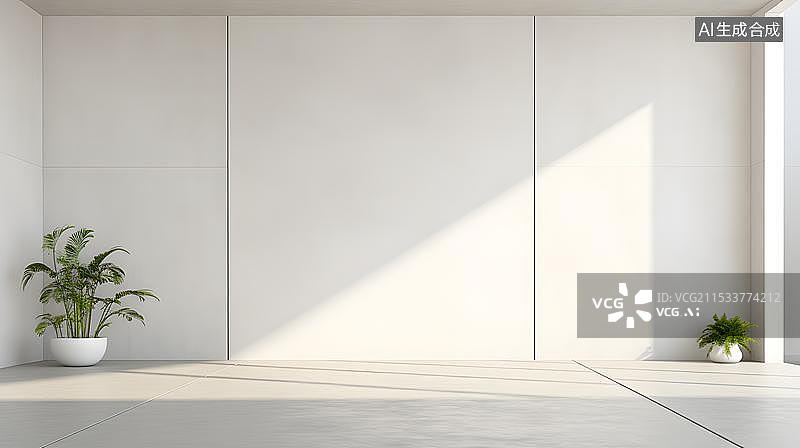 【AI数字艺术】地板上的植物被窗外阳光照着的盆景图片素材