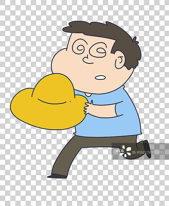 拿着元宝迷糊的人物图片素材