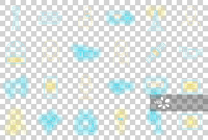 电视主持人采访图标集霓虹灯风格图片素材