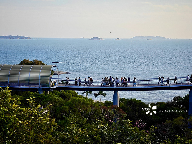 厦门扫街之山海步道林海线及环岛路眺望金门图片素材