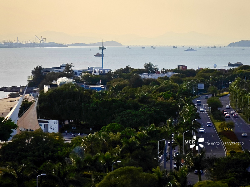 厦门扫街之山海步道林海线及环岛路眺望金门图片素材