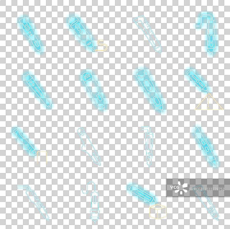 3D笔模型图标集霓虹灯图片素材