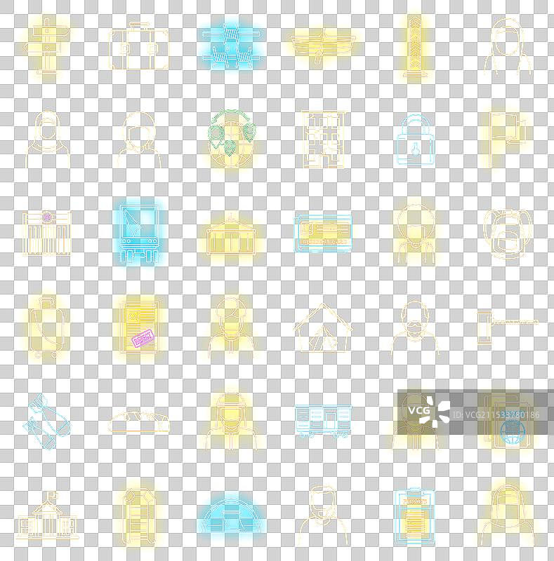 非洲非法移民图标集霓虹灯风格图片素材