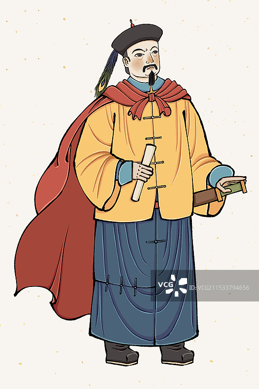 中国国画古风角色传统历史事件英雄人物形象——左宗棠图片素材