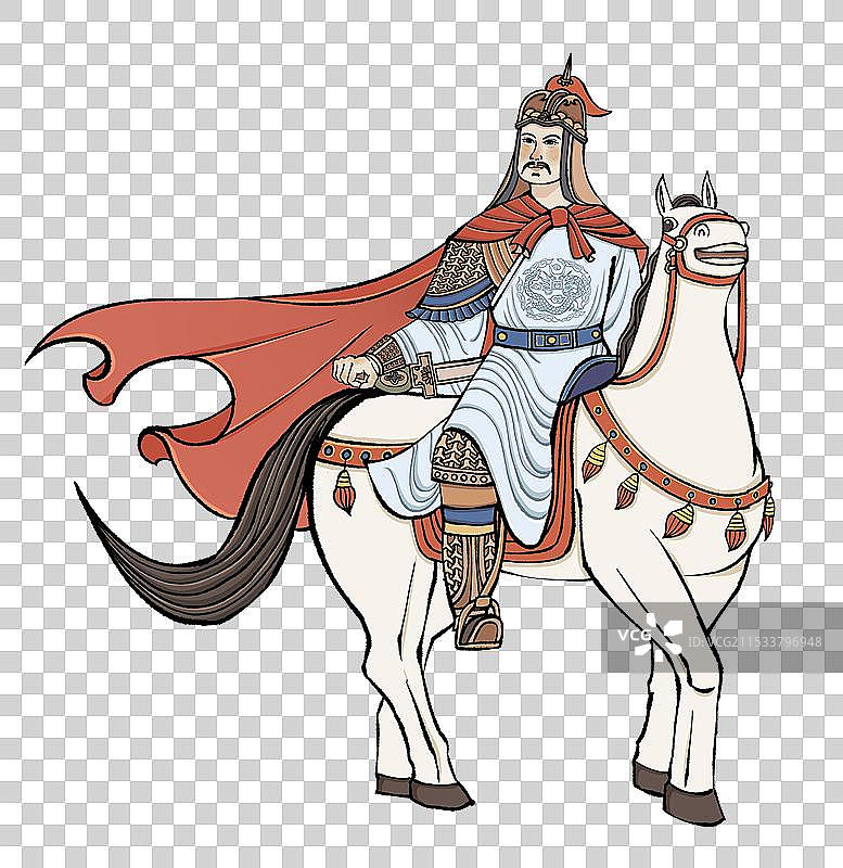 中国国画古风角色传统历史事件英雄人物形象——郑成功收复台湾图片素材