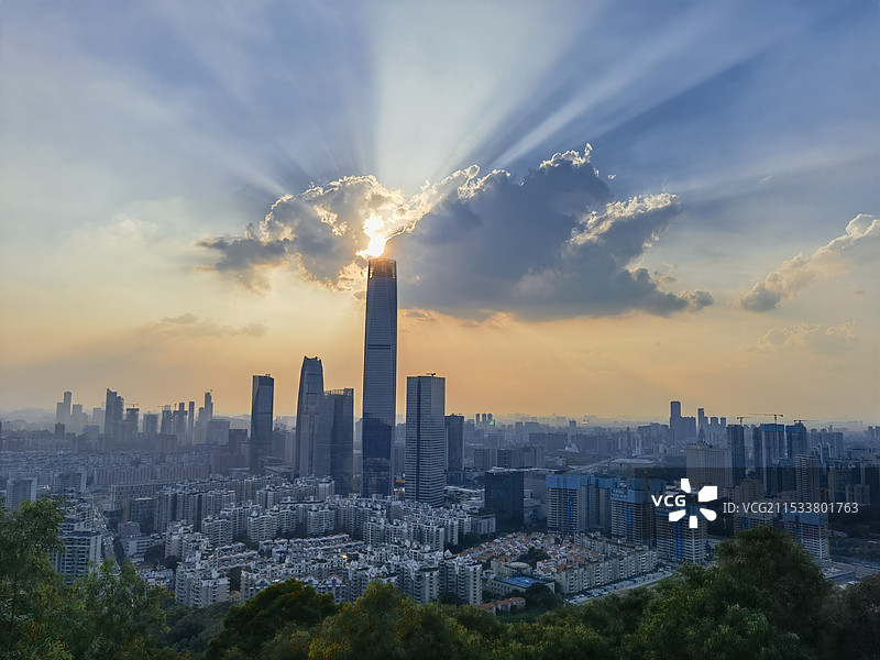 东莞旗峰山日落图片素材